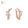 Solitaire branch White CZ Rose Gold earrings