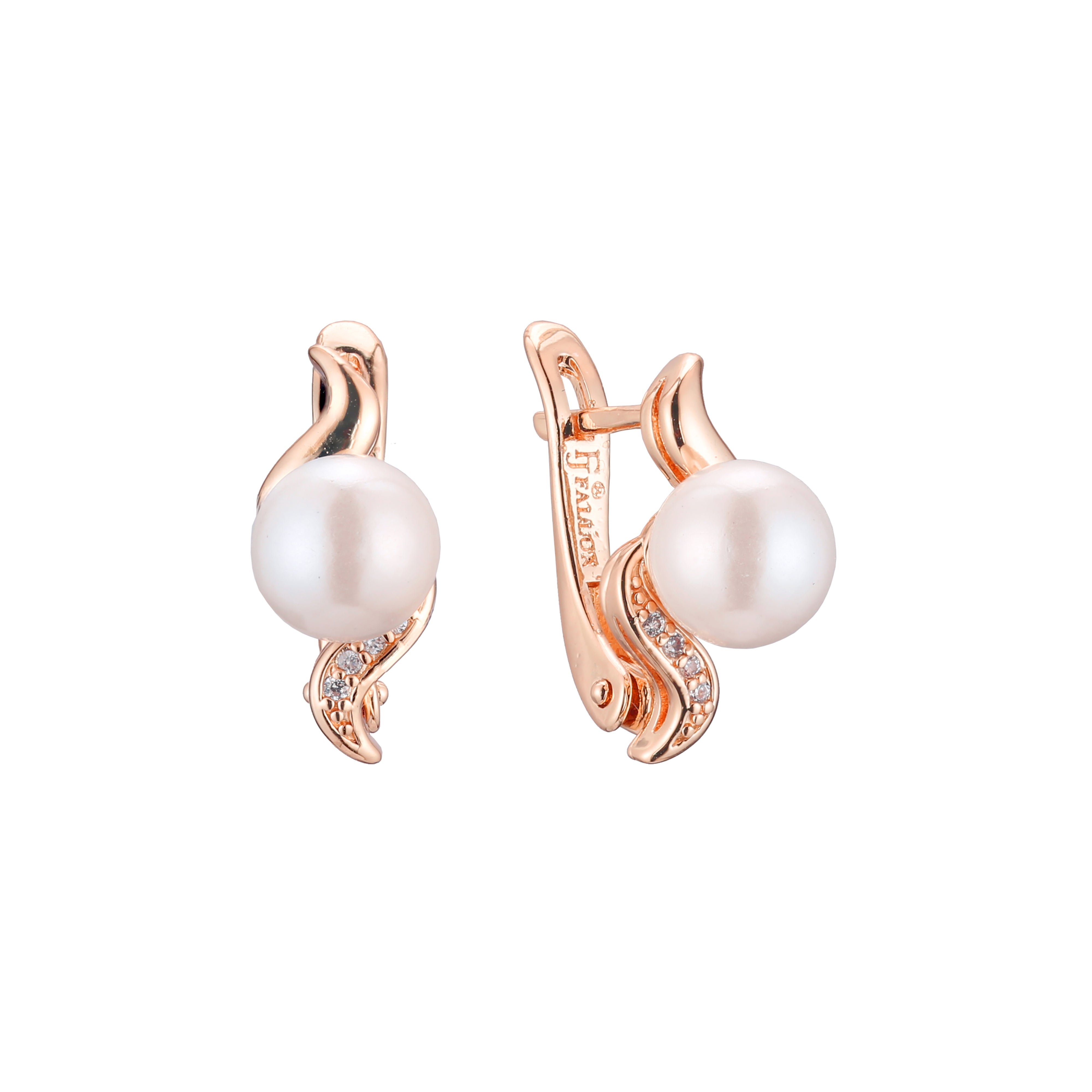 Aretes de perlas en Oro 14K, Oro Rosa, baño en dos colores