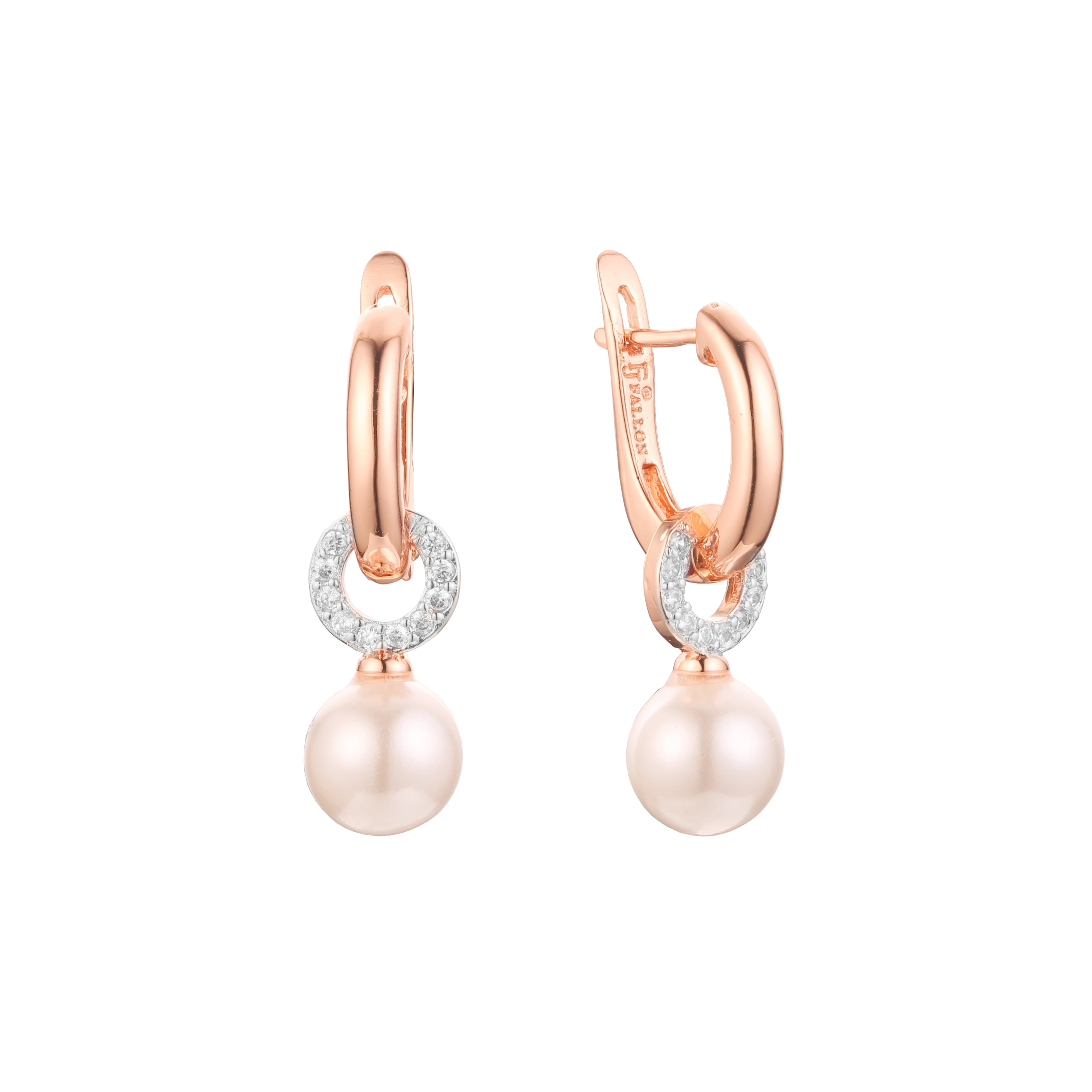 Aretes de perlas en Oro 14K, Oro Rosa, baño en dos colores