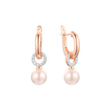 Pearl earrings in 14K Gold, Rose Gold, two tone plating colors