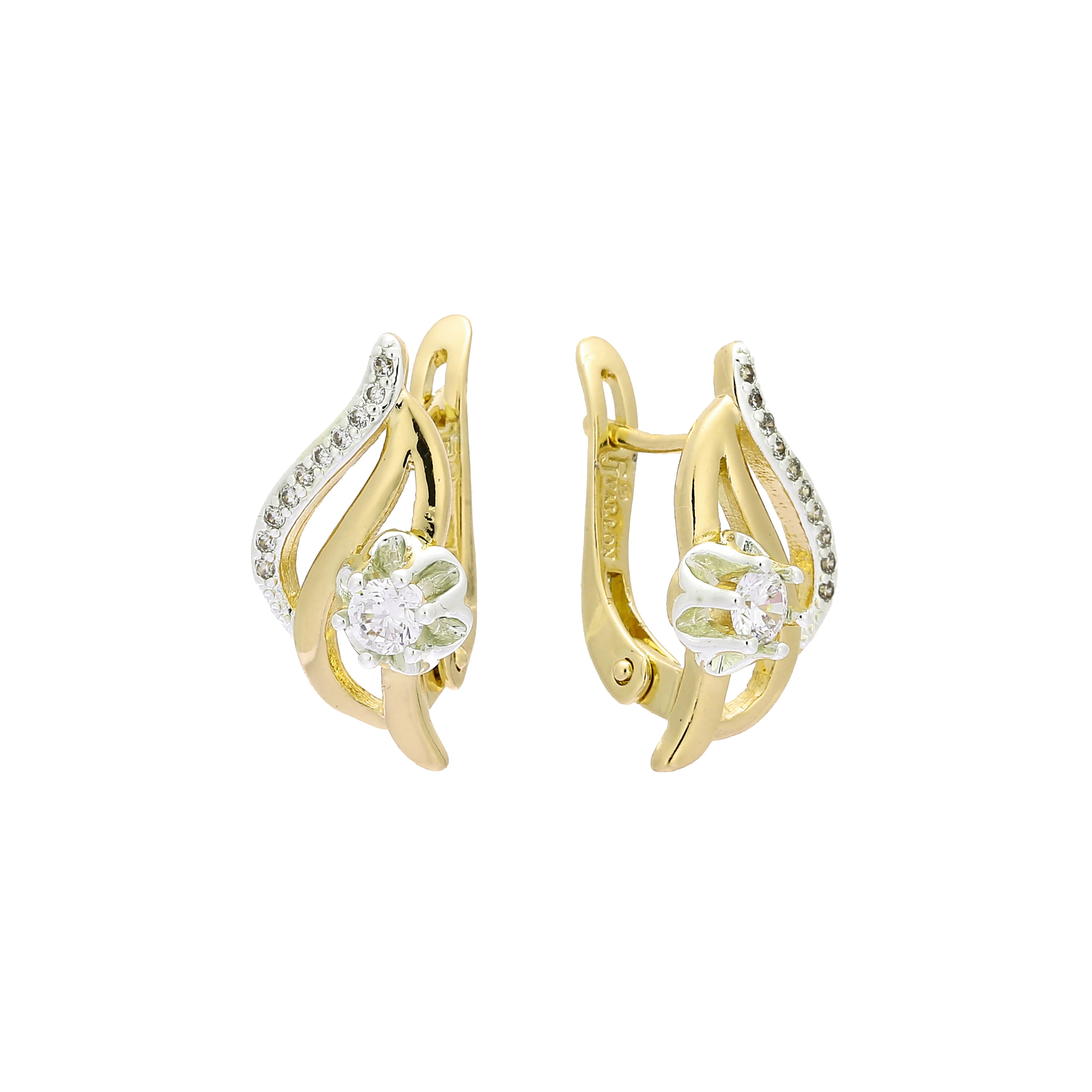 Aretes de Oro 14K de dos tonos