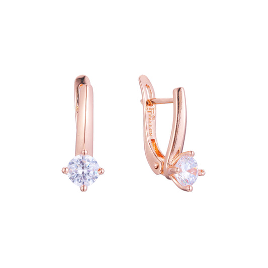 Solitaire earrings in 14K Gold, Rose Gold plating colors