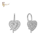 heart wire hook child earrings in 14K Gold, Rose Gold, two tone plating colors