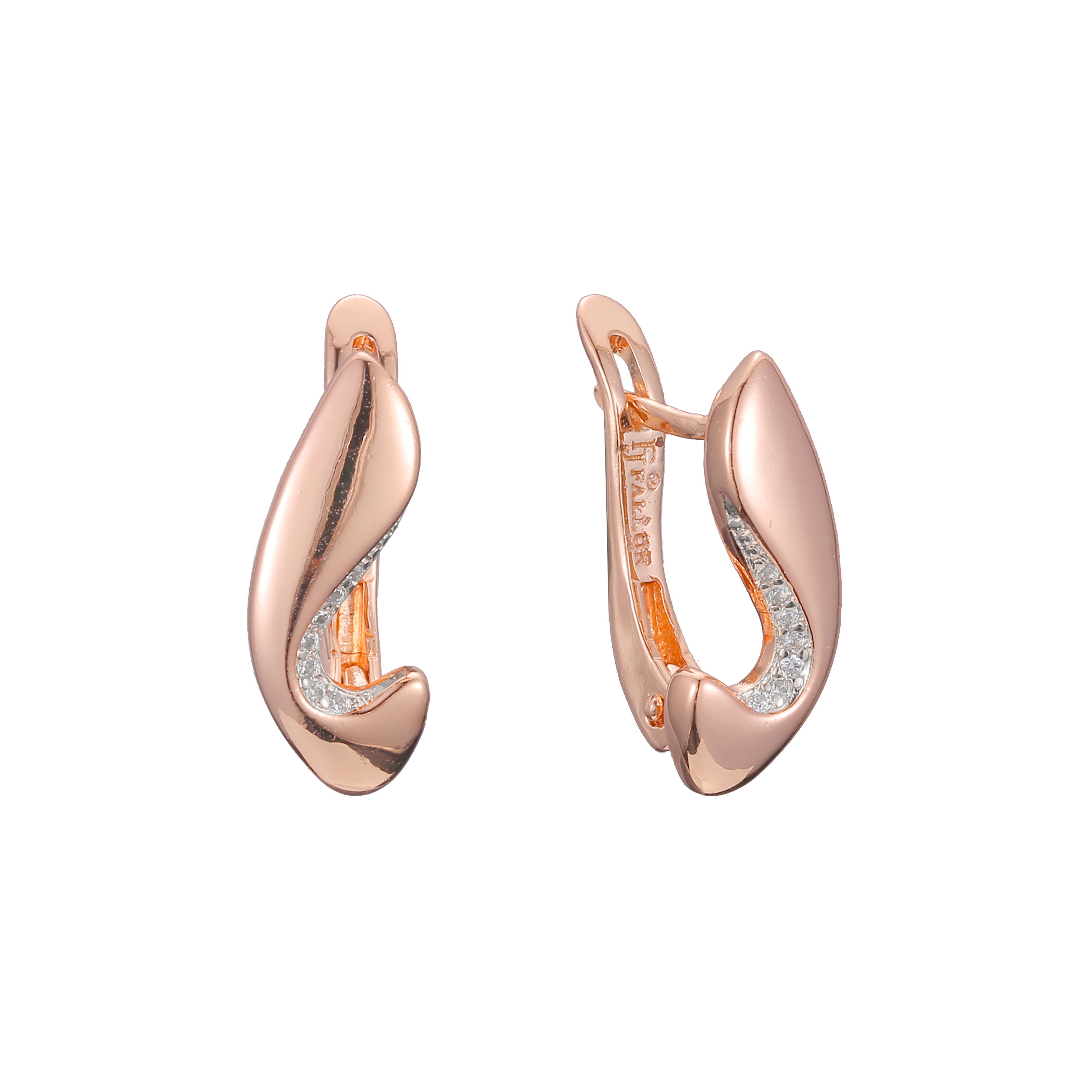 Aretes en Oro 14K, Oro Rosa, baño en dos tonos