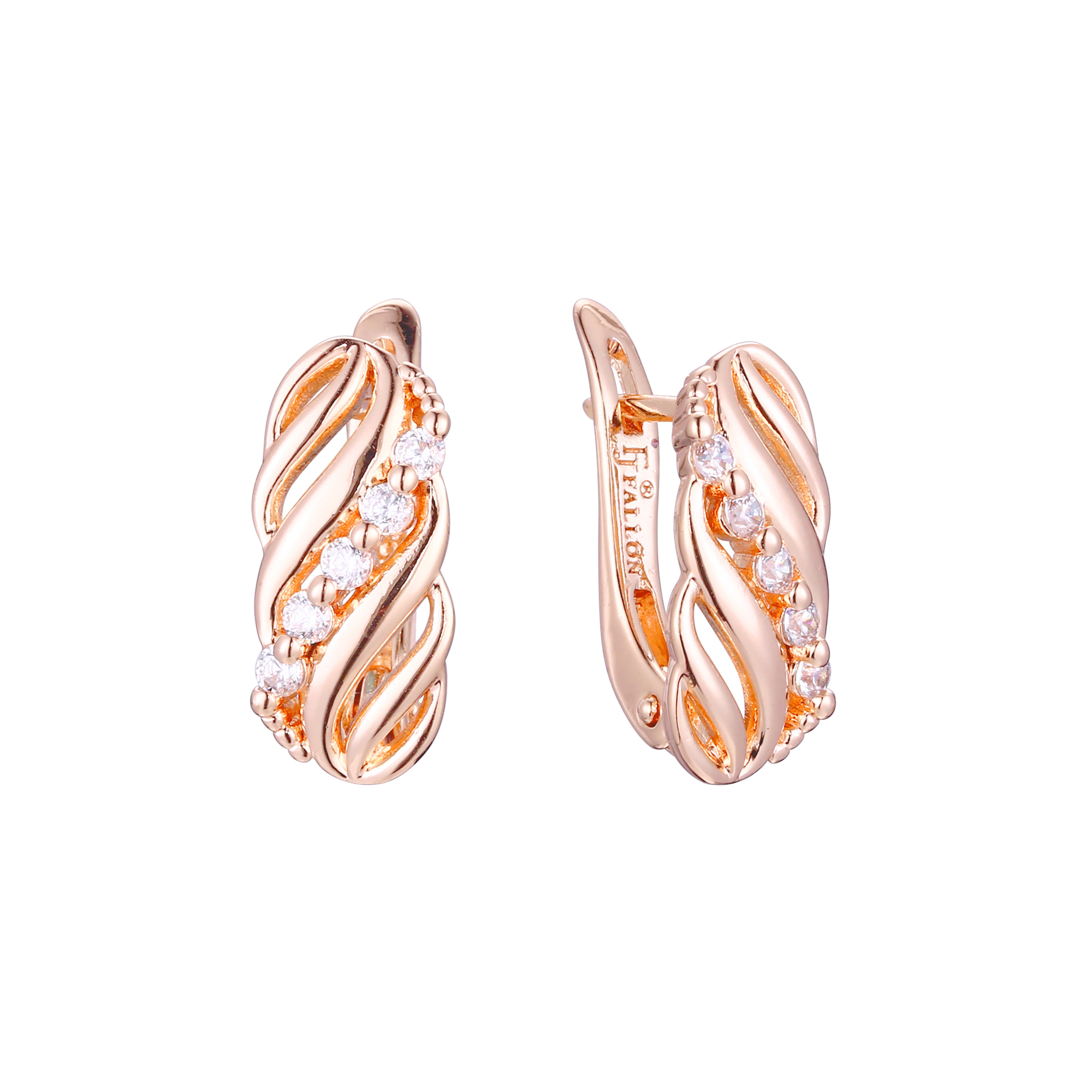 Aretes en Oro 14K, Oro Rosa, baño en dos tonos