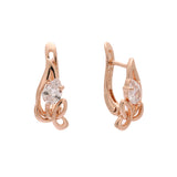 Flower teardrop colorful CZ Rose Gold earrings