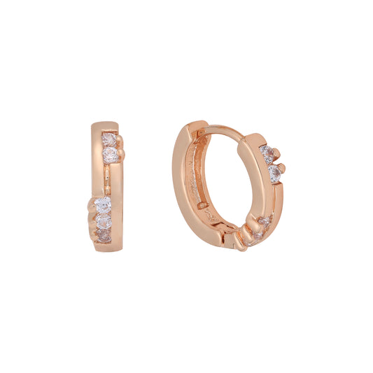 Pendientes huggie de oro rosa