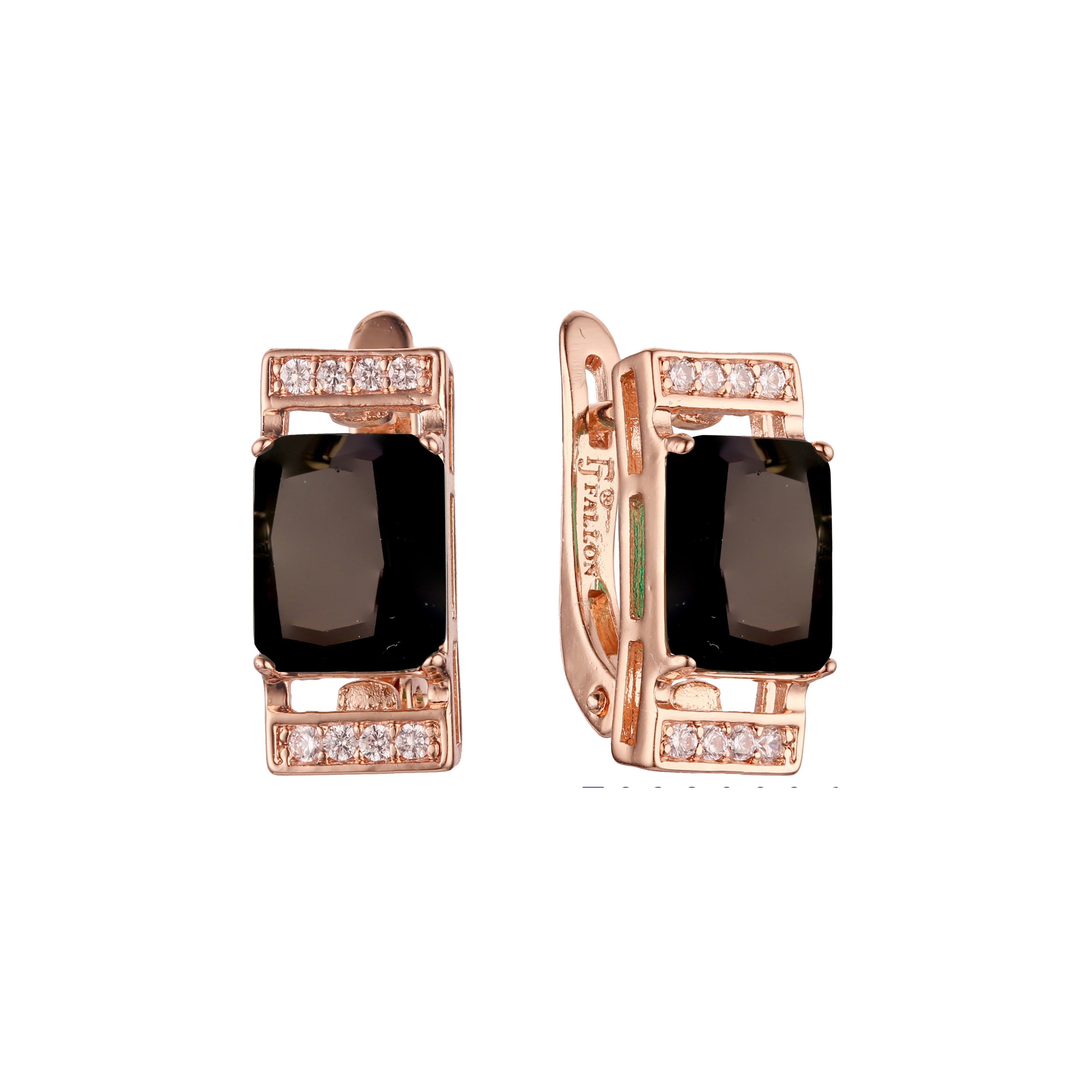 Solitaire big stone earrings in 14K Gold, Rose Gold plating colors