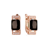 Solitaire big stone earrings in 14K Gold, Rose Gold plating colors