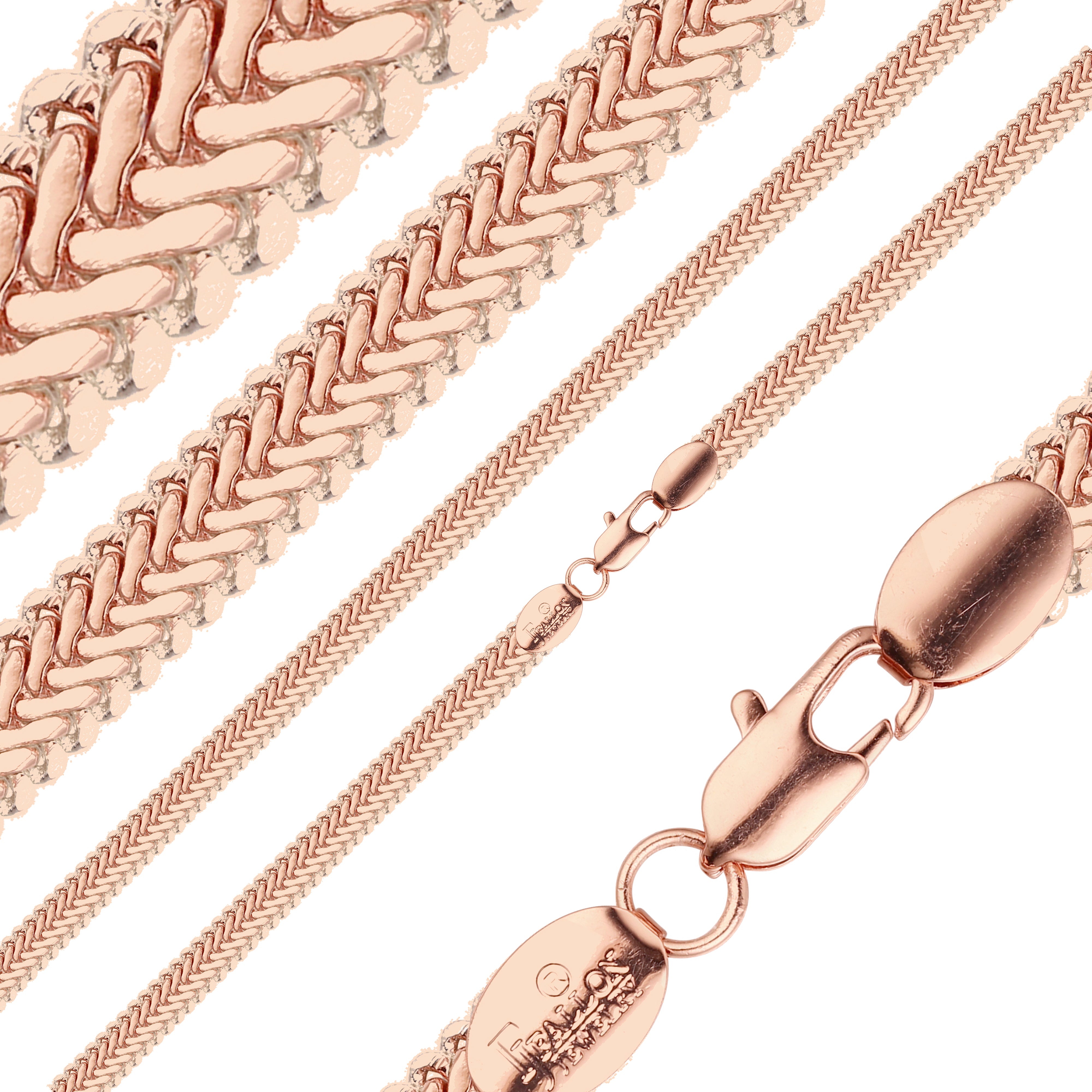 Snake chains plated in 14K Gold, Rose Gold, two tone