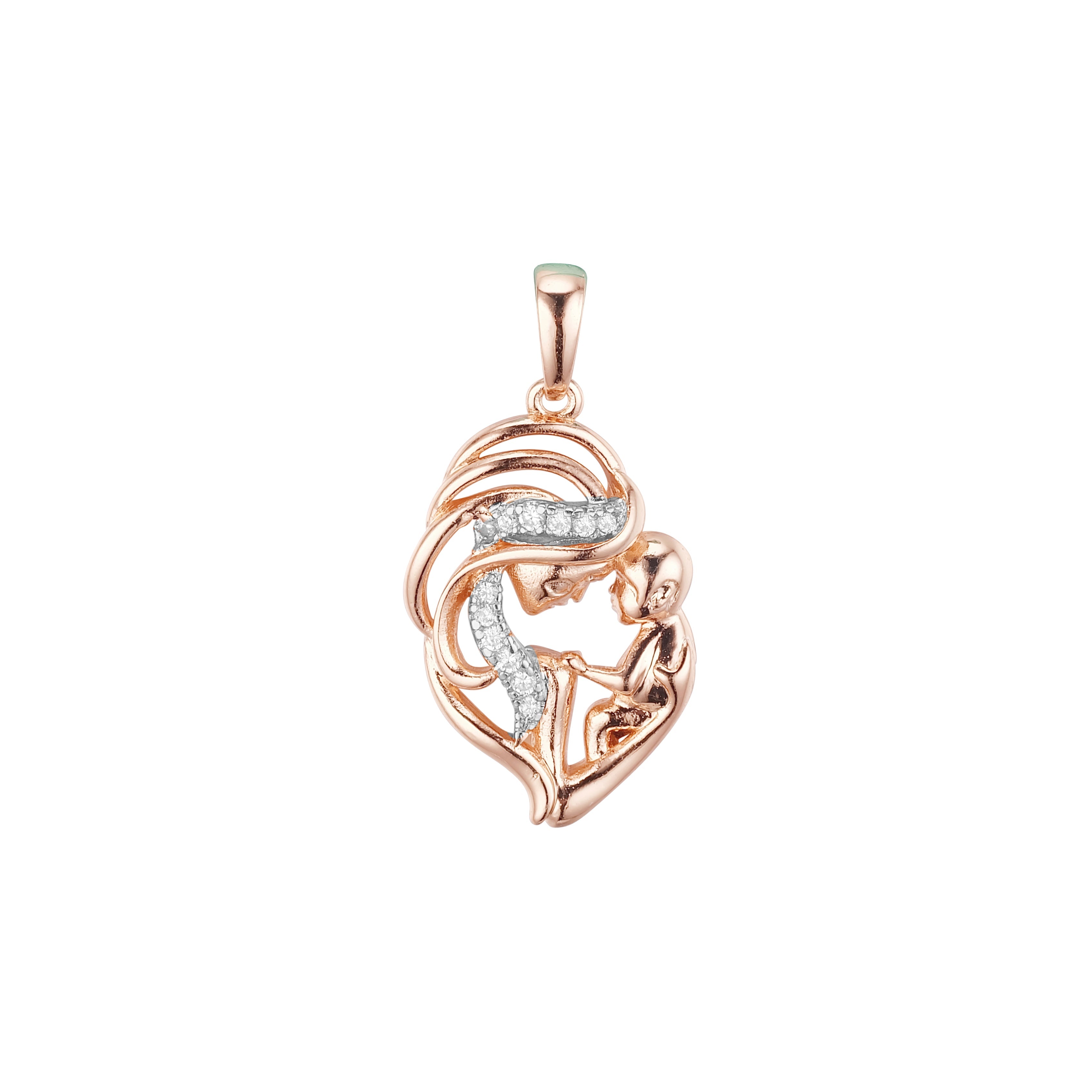 Mother and kid pendant in Rose Gold, two tone plating colors