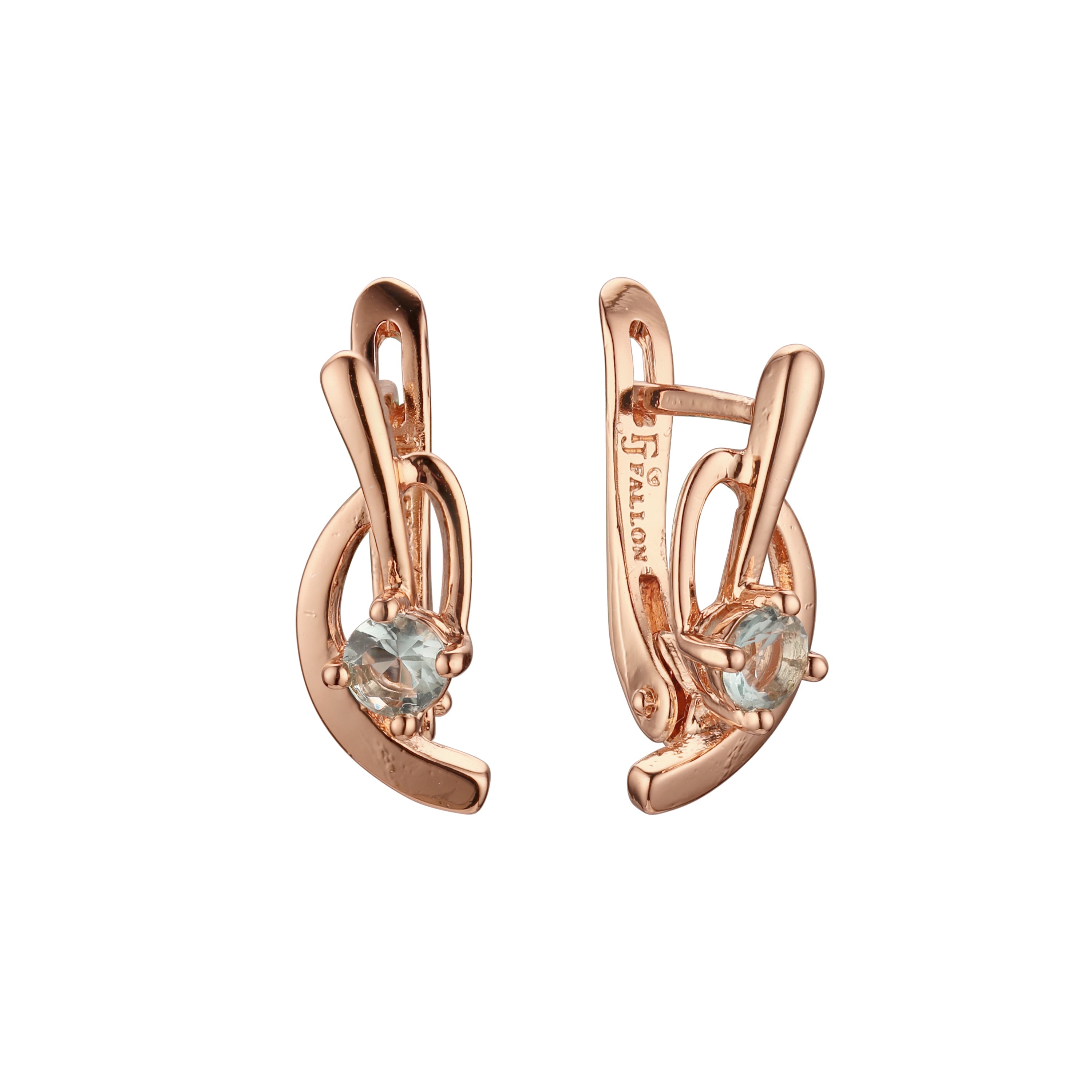 Music tone solitaire CZ Rose Gold earrings