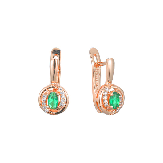 Solitaire big stone earrings in 14K Gold, Rose Gold plating colors