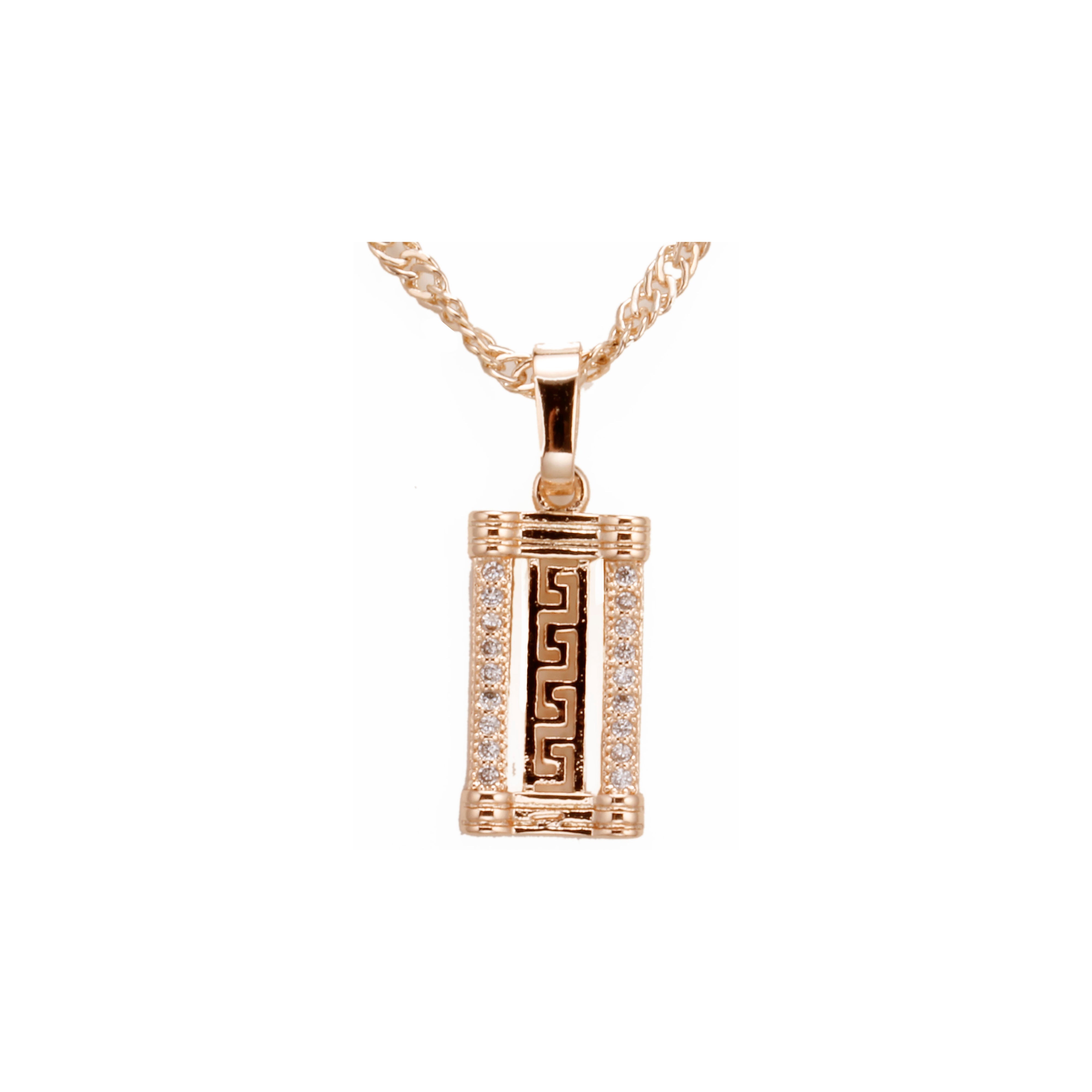 Greek key pendant in Rose Gold, 14K Gold plating colors