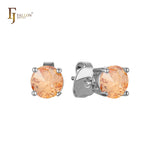 Solitaire Four claws colorful cz 14K Gold, Rose Gold, White Gold Stud earrings