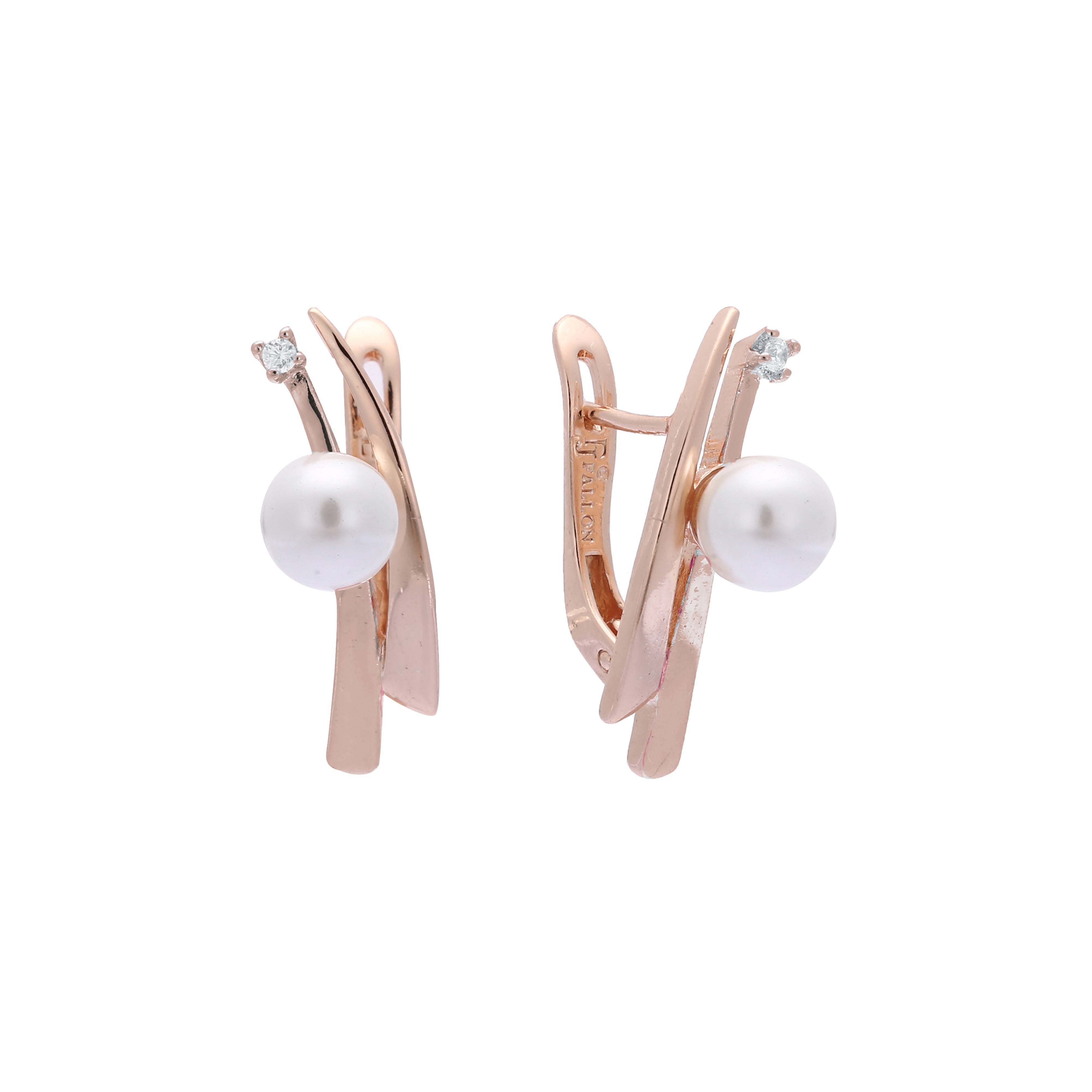 Pearl earrings in 14K Gold, Rose Gold, two tone plating colors