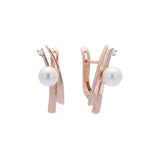 Aretes de perlas en Oro 14K, Oro Rosa, baño en dos colores