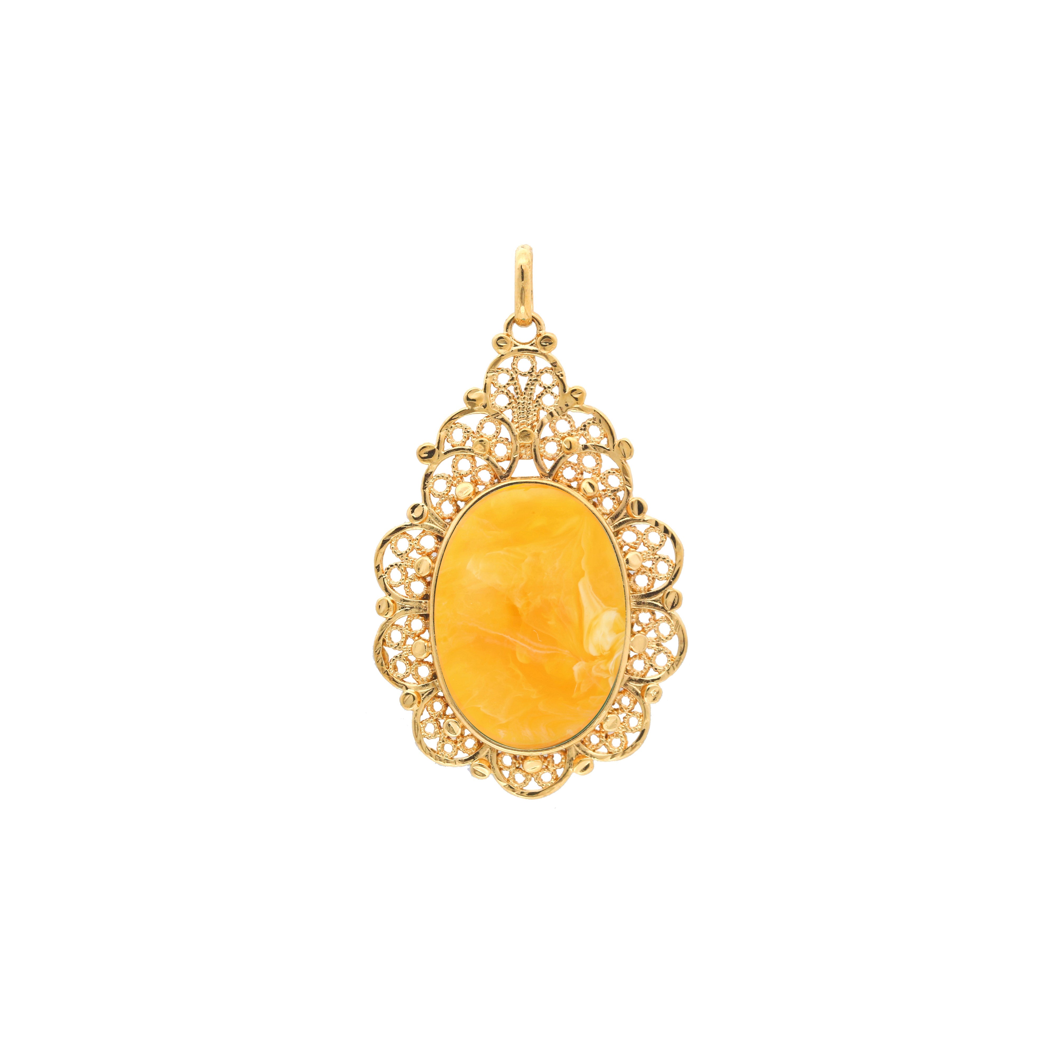 Cabochon colorful Onyx 18K Gold pendant