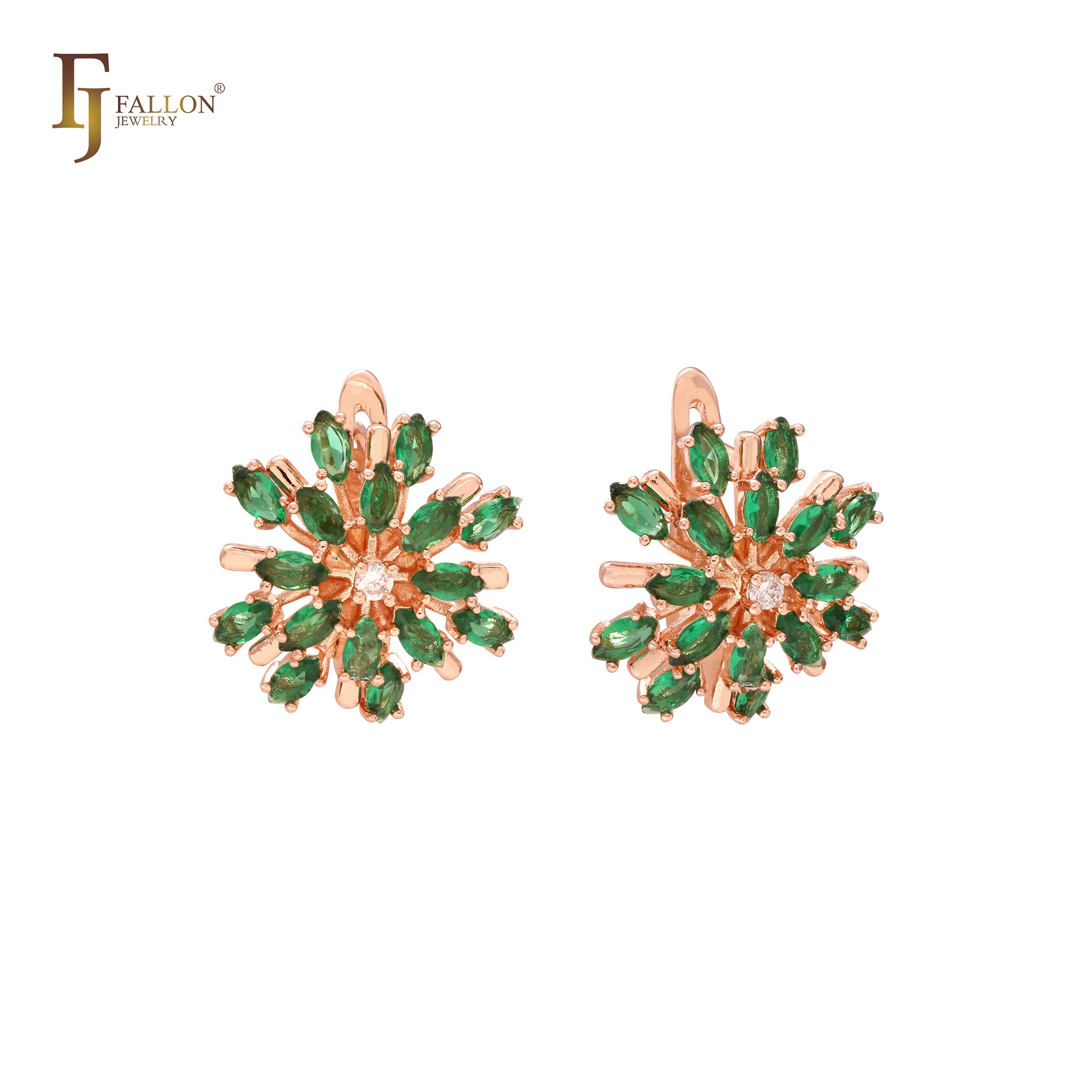 Cluster Flower Blooming firework Rose Gold Earrings