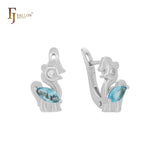 Unicorn solitaire CZ 14K Gold child earrings