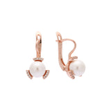 Aretes de Perlas en Oro de 14K, colores baño de Oro Rosa