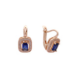 Rose Gold emerald cut stone halo earrings