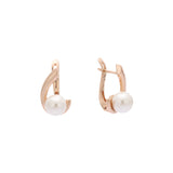 Aretes de Perlas en Oro de 14K, colores baño de Oro Rosa