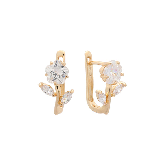 Pendientes racimo de flores en Oro de 18K, baño de Oro rosa colores