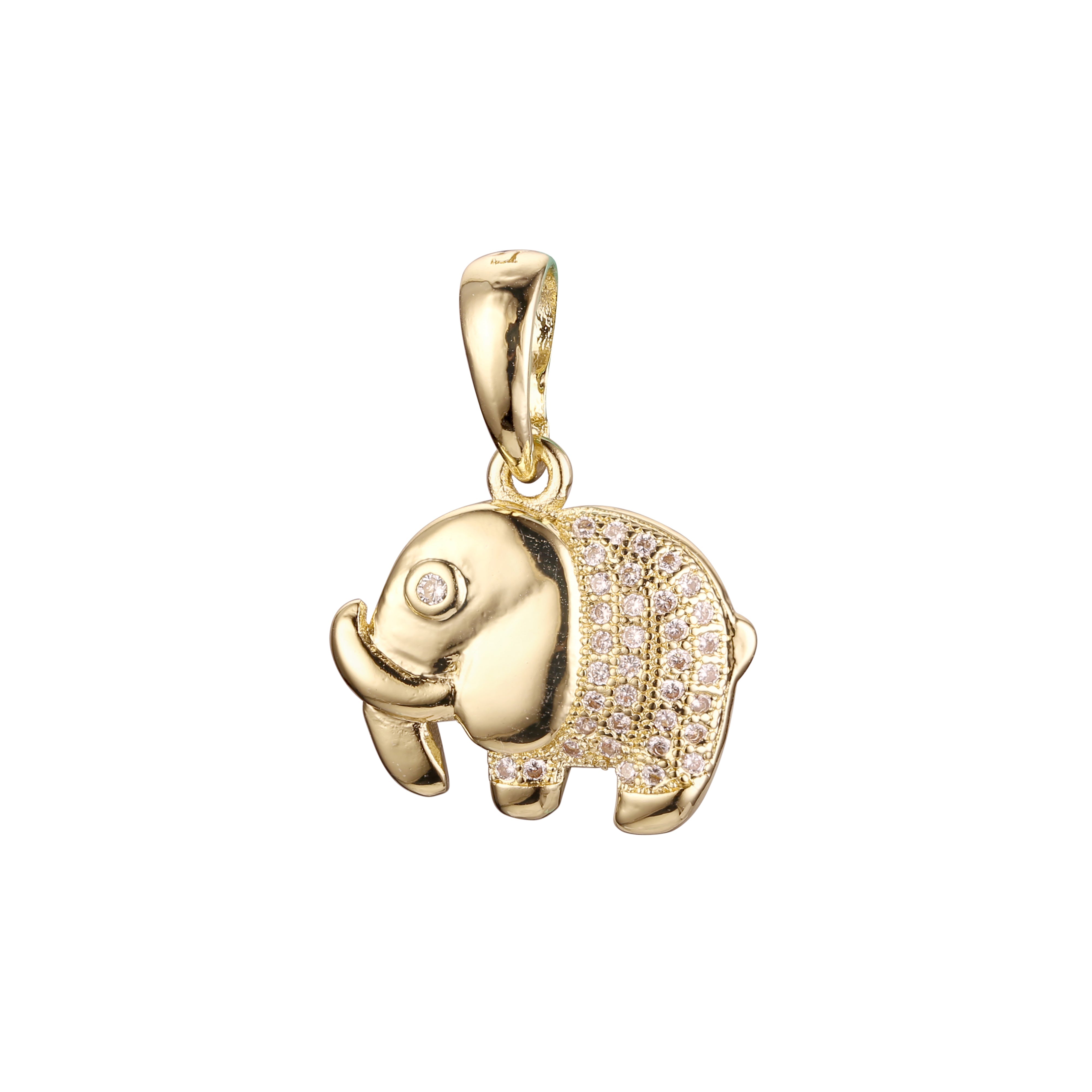 Colgante animal elefante en Oro Rosa, baño de Oro 14K colores