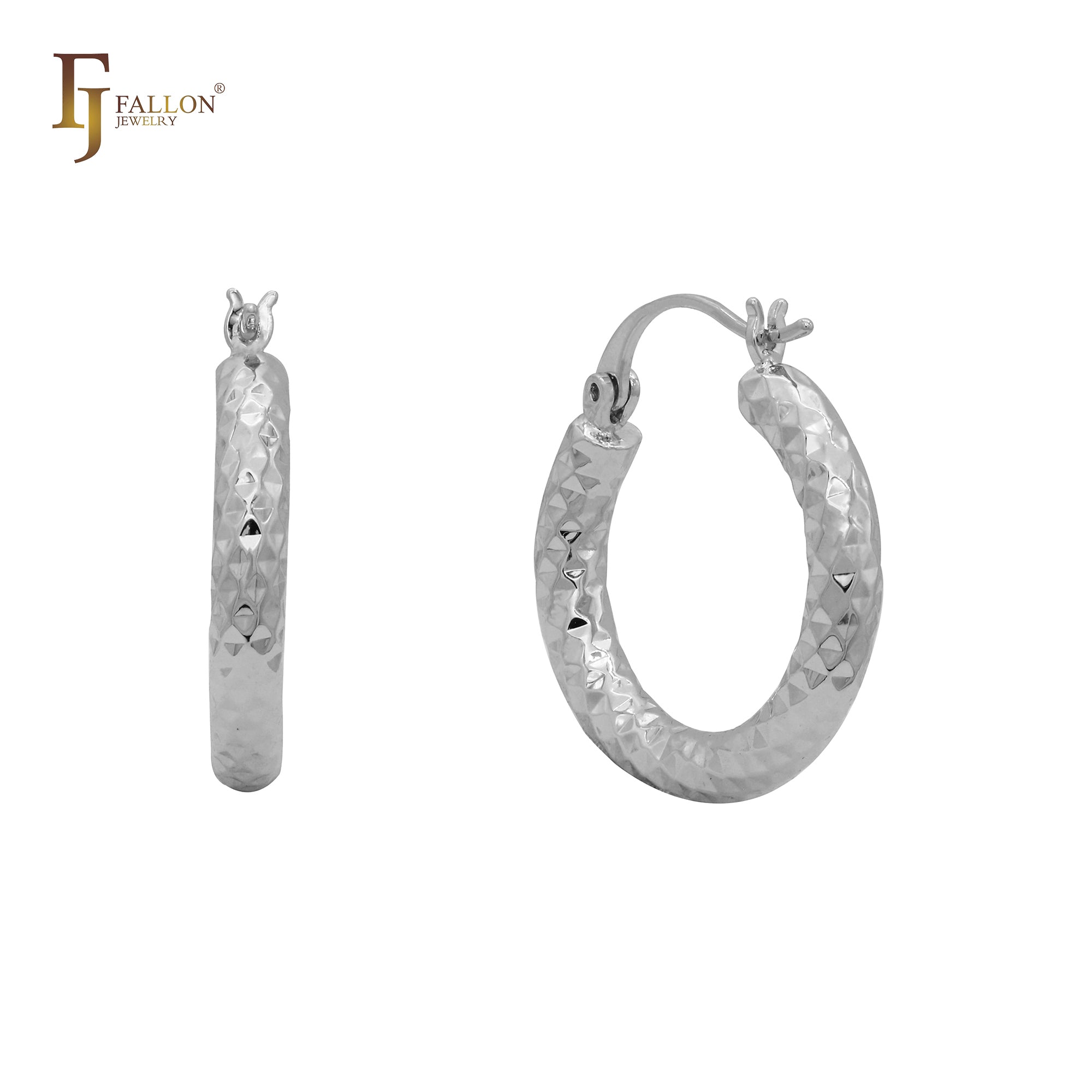 Rounded rhombus textured Hoop earrings