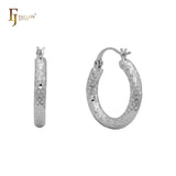 Rounded rhombus textured Hoop earrings