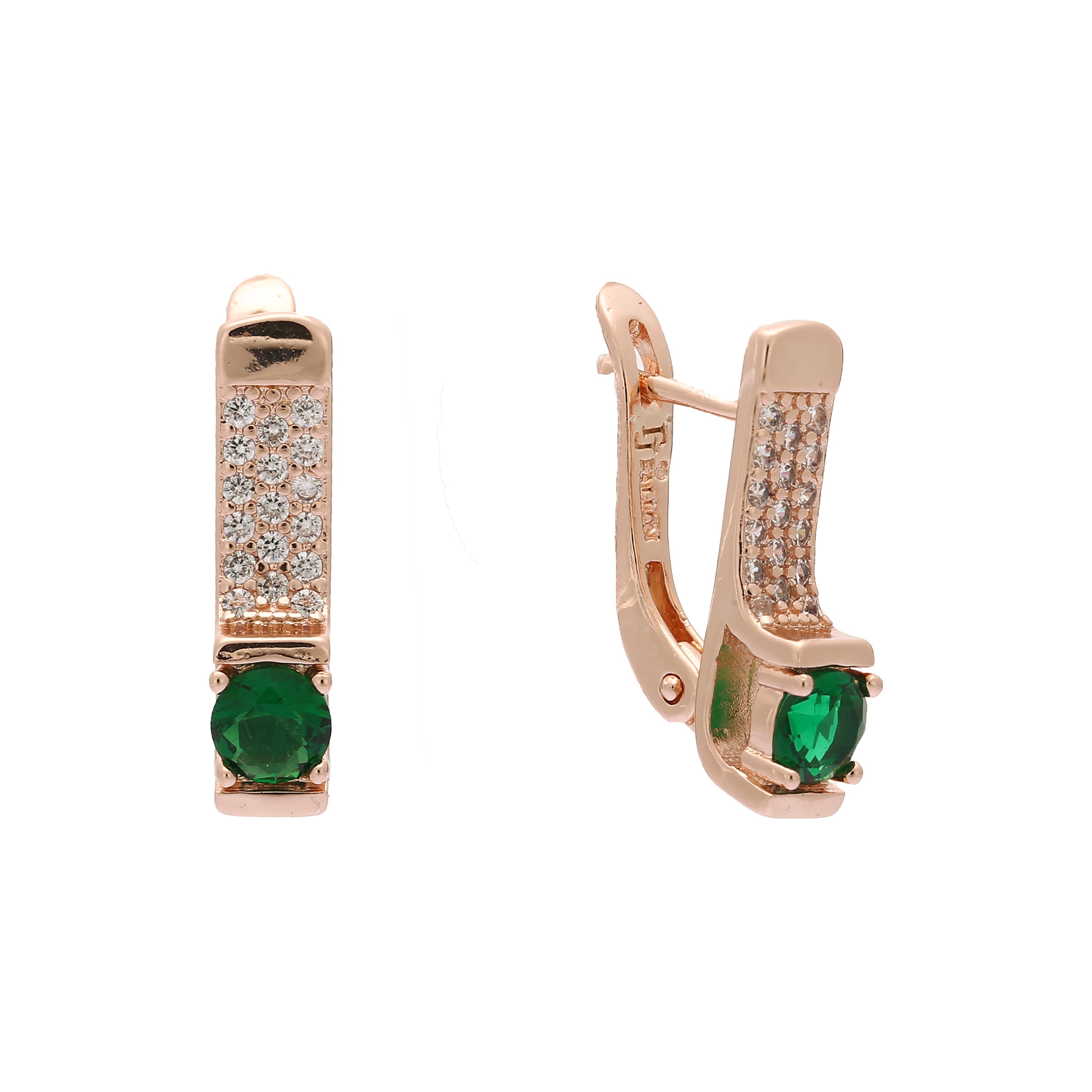 Paved colorful cz Rose Gold earrings