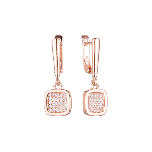 Aretes en Oro 14K, Oro Rosa, baño en dos tonos