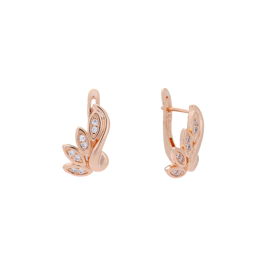 Pendientes Hojas en Oro de 14K, baño de Oro Rosa colores