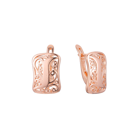 Aretes en Oro 14K, Oro Rosa, baño en dos tonos