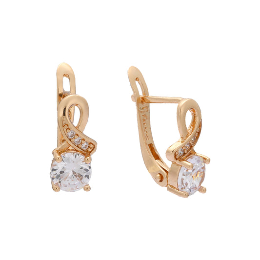 Solitaire white cz Rose Gold earrings