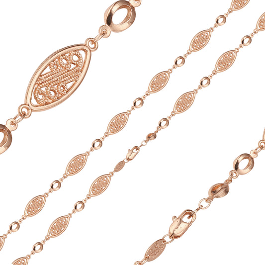 {Customize} Oval waves textured fancy link Rose Gold chains