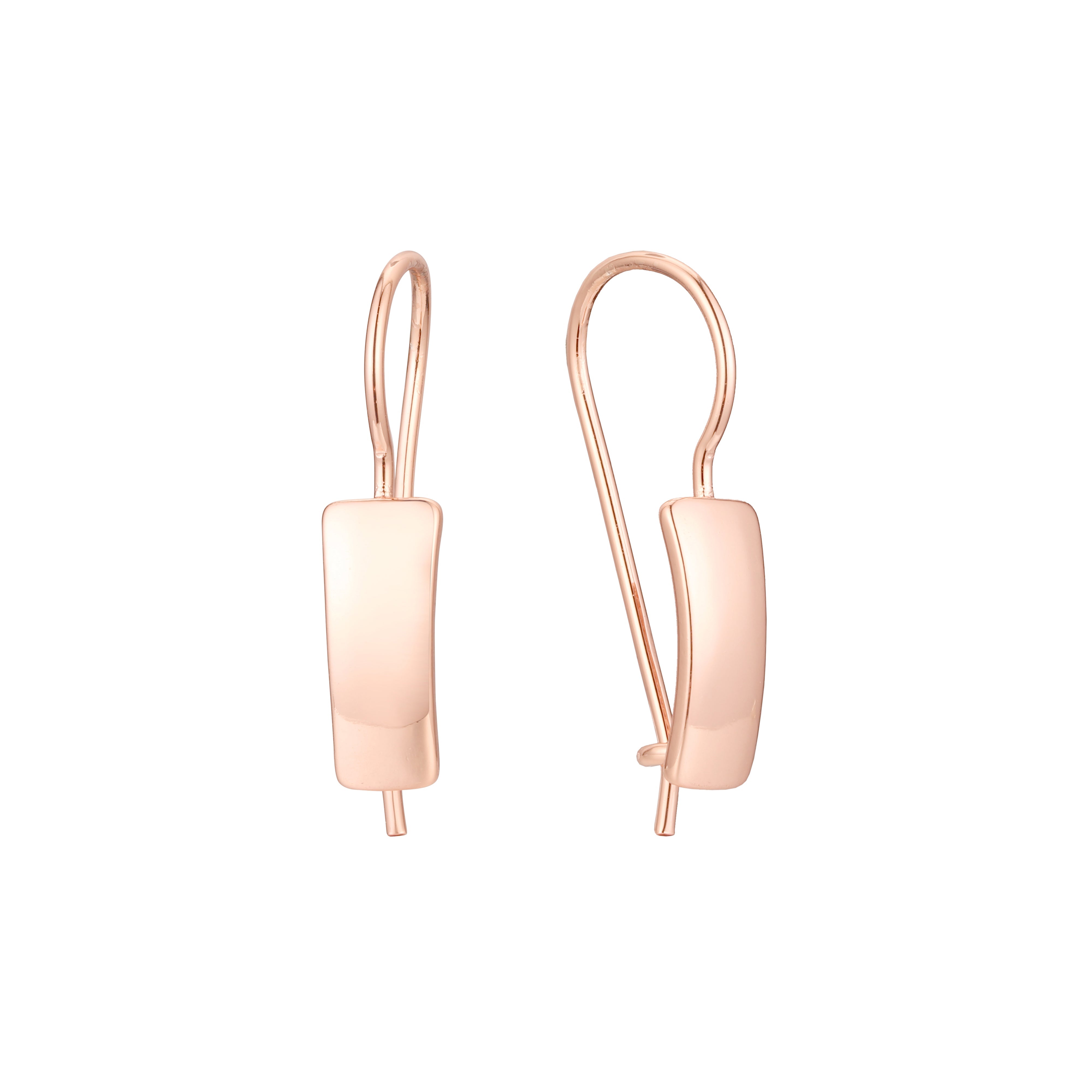 Pendientes de gancho de alambre en Oro 14K, colores de baño de oro rosa.