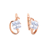 Solitaire Apple squared CZs Rose Gold earrings