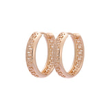 Greek key hoop earrings in Rose Gold, two tone plating colors