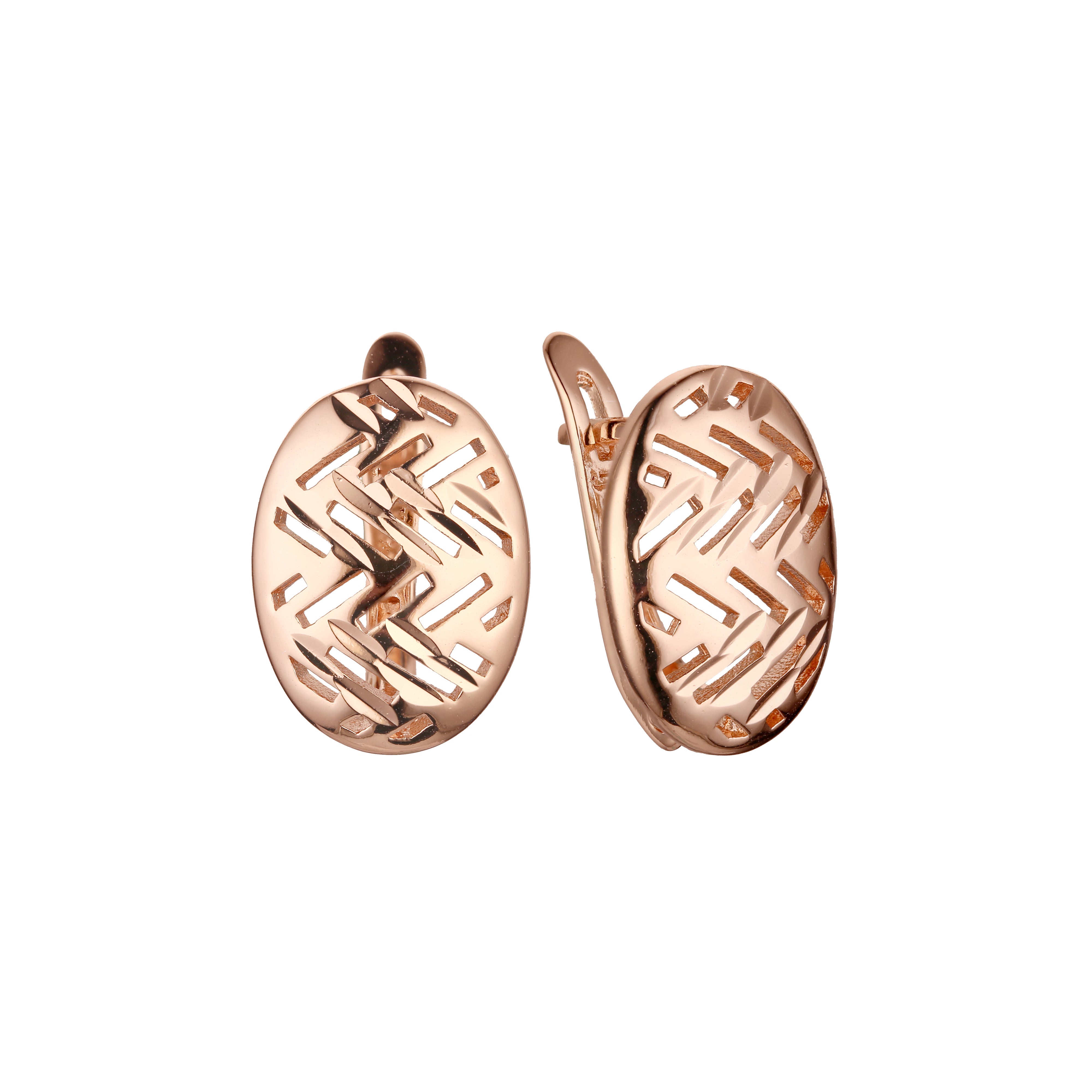 Aretes en Oro 14K, Oro Rosa, baño en dos tonos