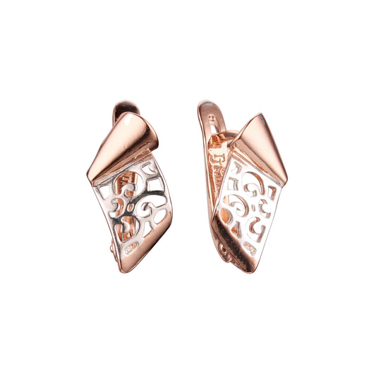 Pendientes de dos tonos de oro rosa