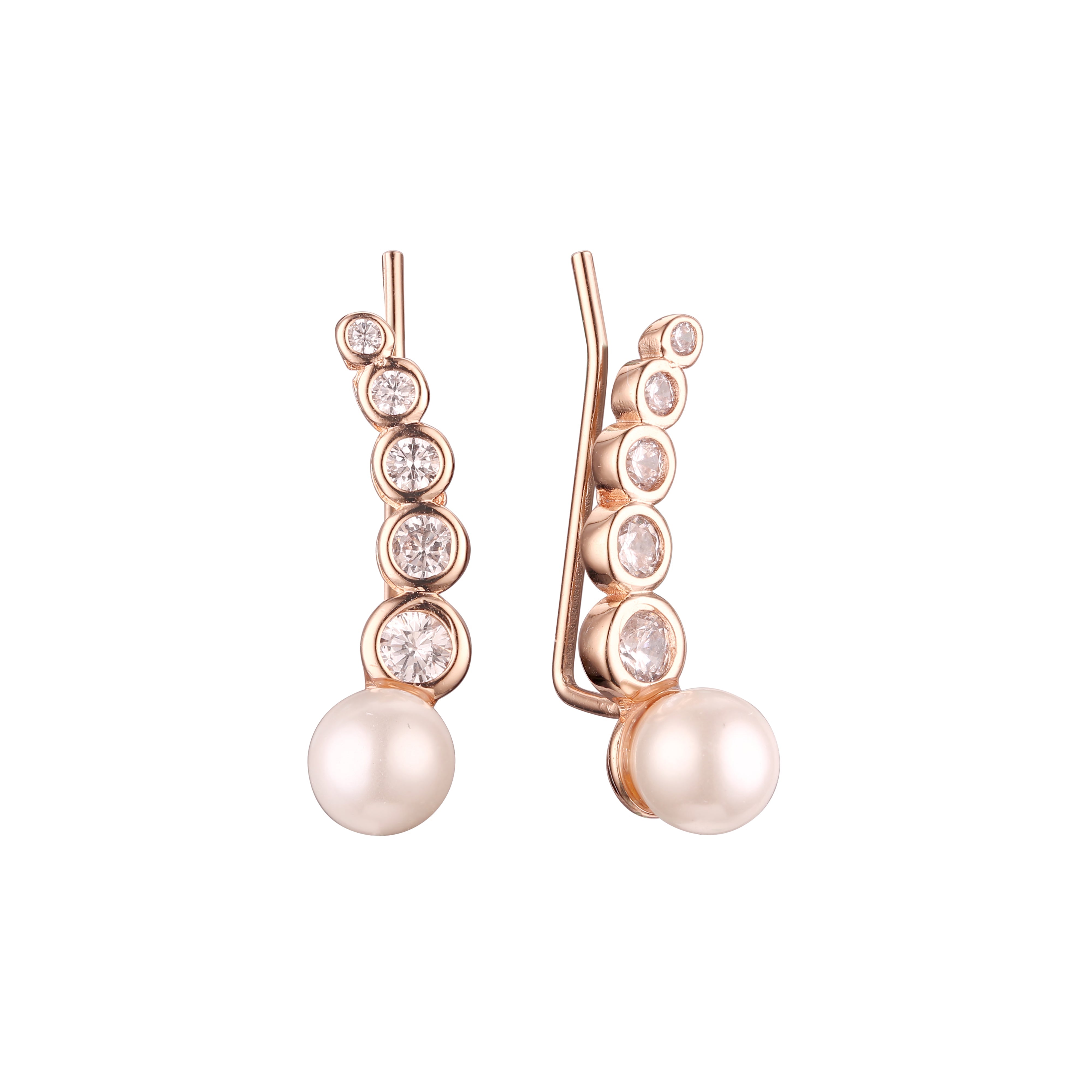 Rose Gold crawler pearl earrings