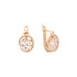 Oval paved white CZs solitaire colorful CZ Rose Gold earrings