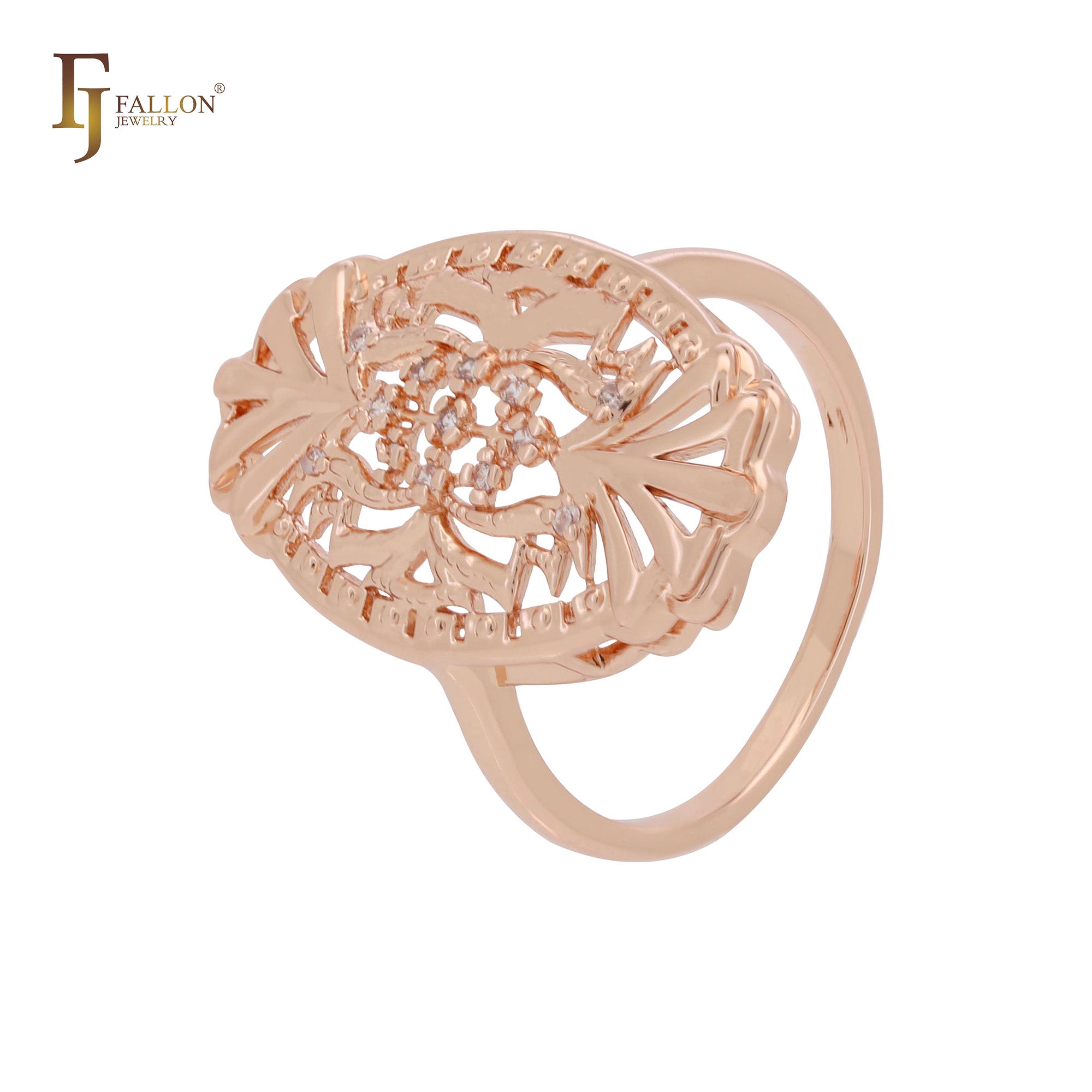 Filigree textured Rose Gold rings