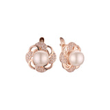 Pearl earrings in Rose Gold, two tone plating colors