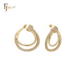 Twisted paved White CZs 14K Gold earrings