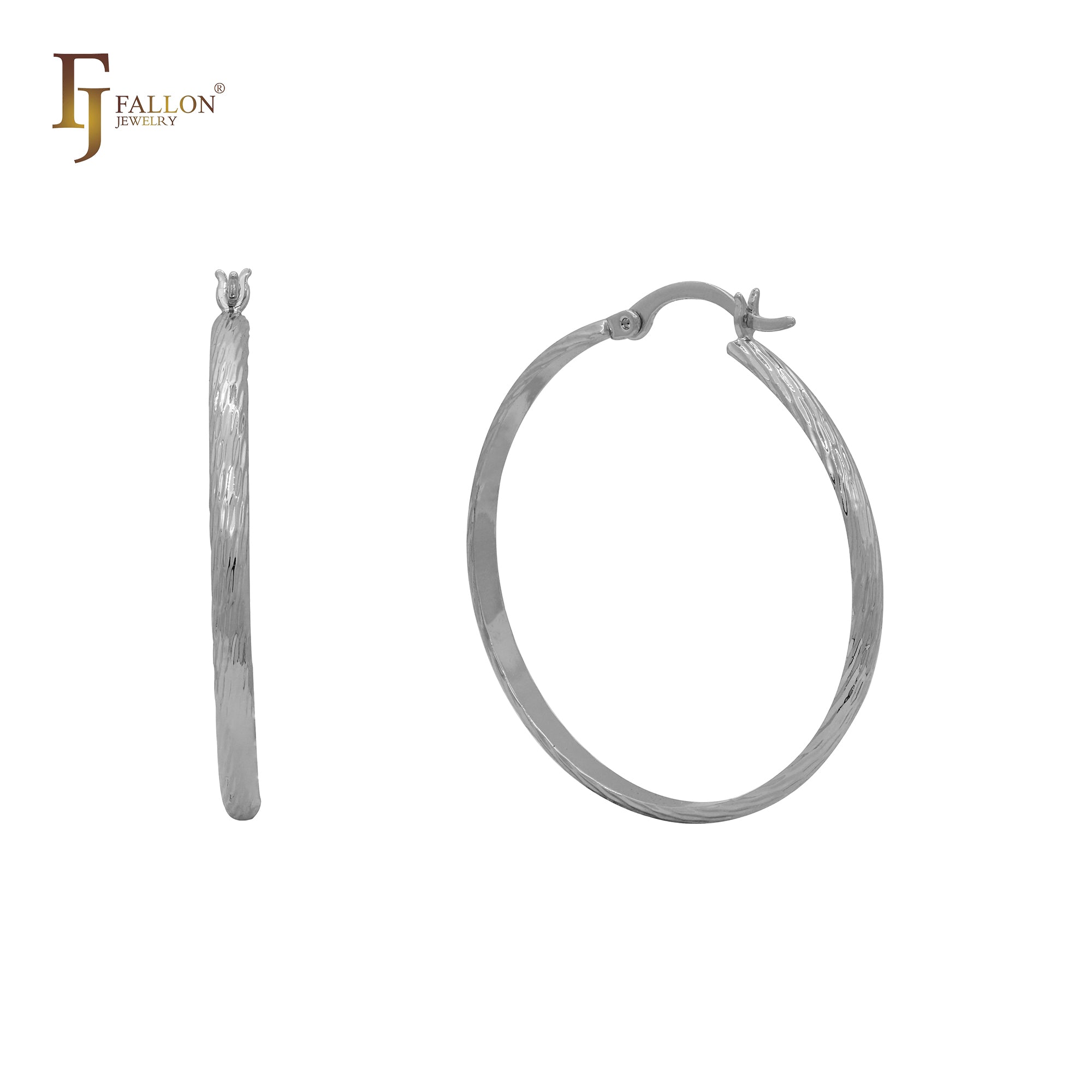 Rounded ripple textured hoop earrings