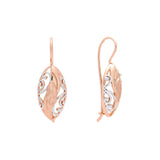 Elegant wire hook earrings in Rose Gold, two tone plating colors