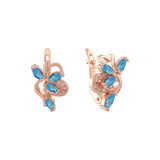 Cluster Colorful CZs Rose Gold earrings